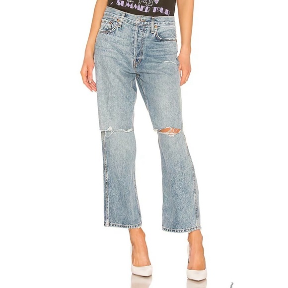 RE/DONE LOW SLUNG CROP IN LIGHT14 blue size 28 - Picture 1 of 9